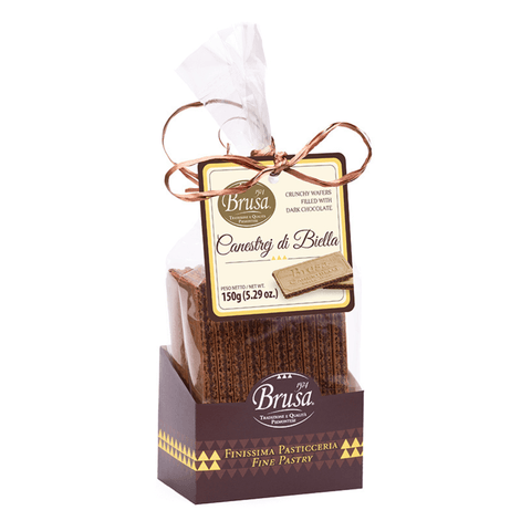 BRUSA Γκοφρέτες Canestrej Μαύρη Σοκολάτα - Premium Τρόφιμα - Interfood Εισαγωγές & Διανομές